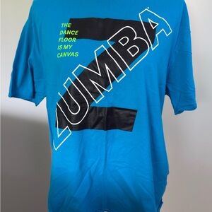 NWOT Zumba Wear Seaside Surf Blue Short Sleeve Tee Med - Large